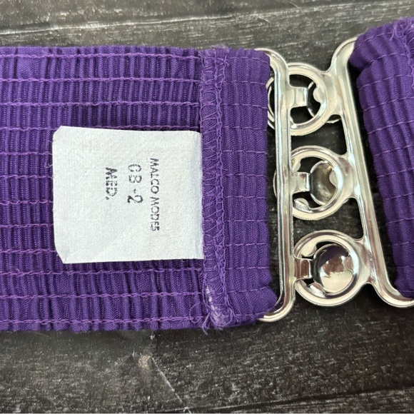 Malco Modes Women’s 80s Purple Stretch Belt Disco Era Medium - Picture 2 of 3
